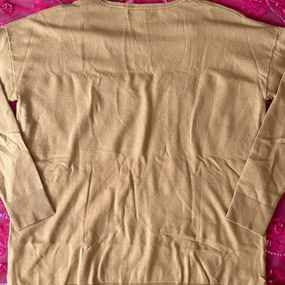 NWOT Prologue tan v neck sweater - Picture 2 of 7